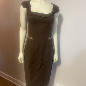 Cue Australia Brown Cotton Twill Pencil dress Brown AU 8 US 4